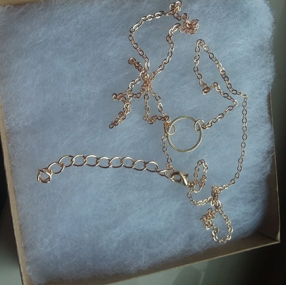 New Petite Gold Tone Circle Necklace - Picture 2 of 4